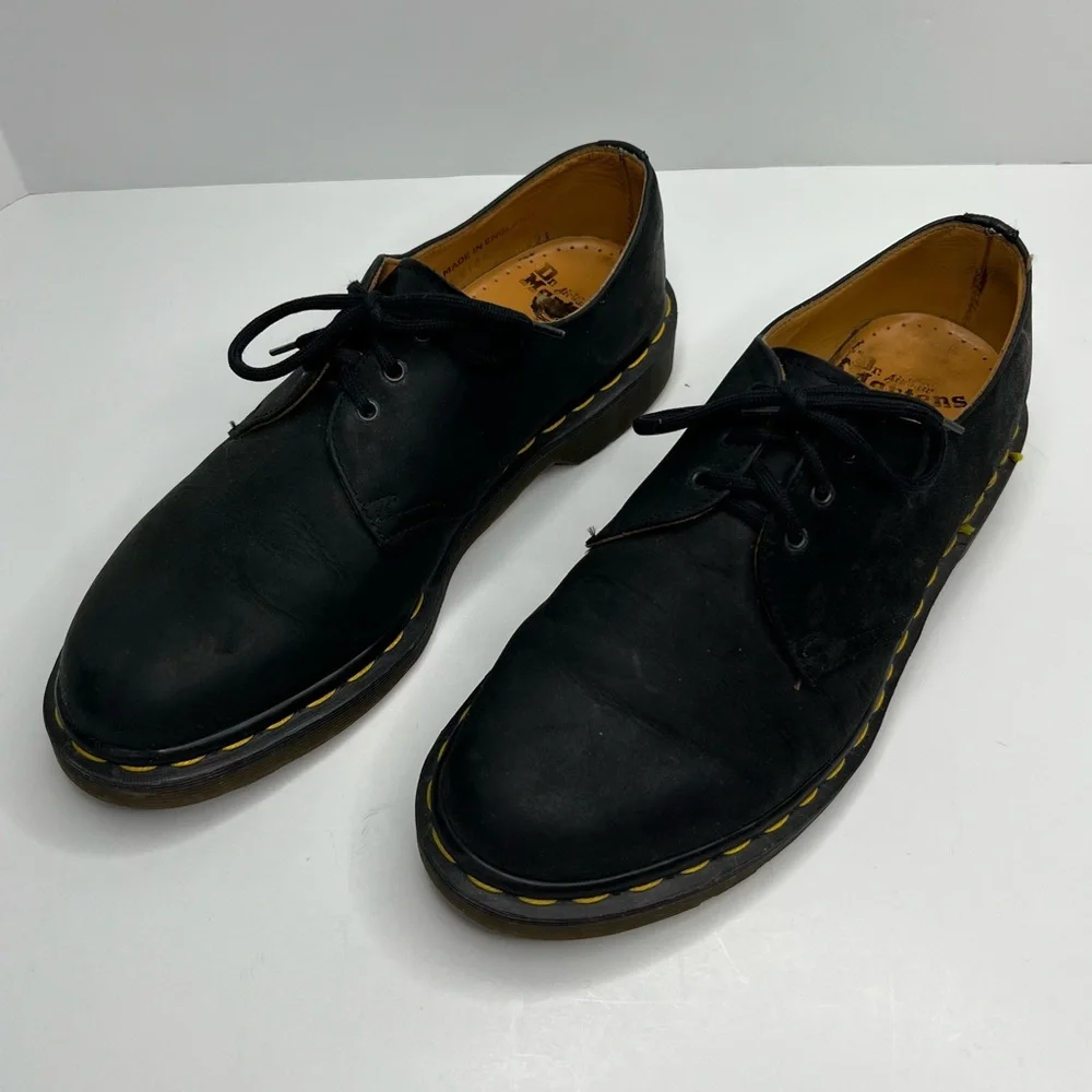 Dr. Martens 1461 Made In England Black Leather Oxford Shoes Size 8